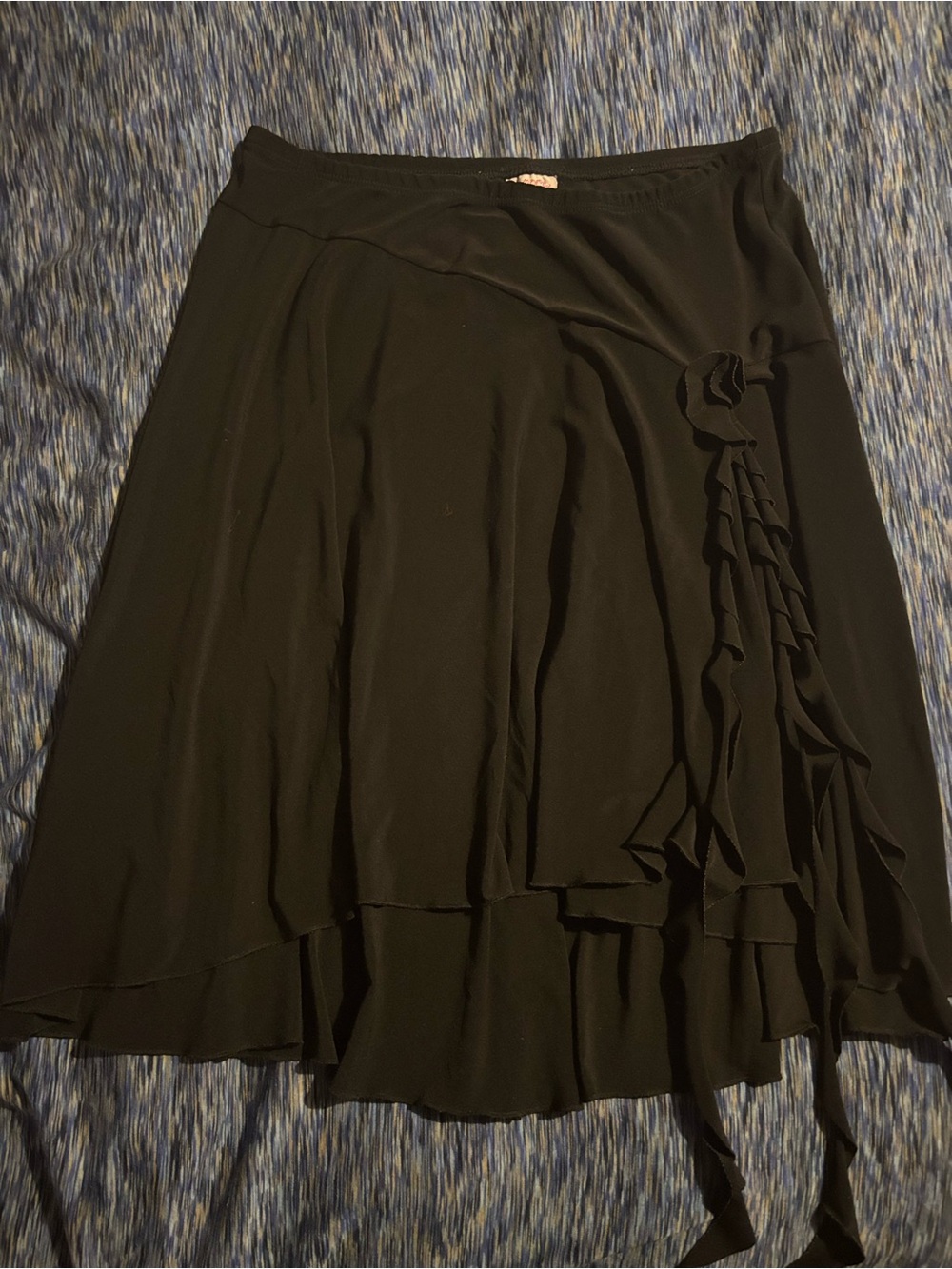 Black Ruffle-Accent Circle Skirt